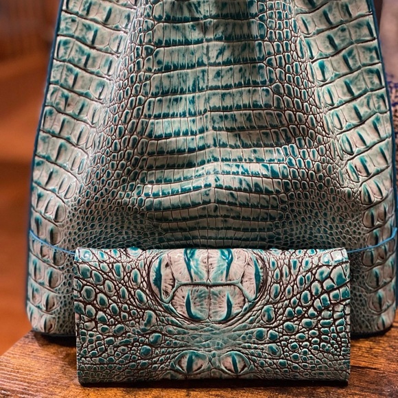 Brahmin marlowe mineral blue and matching wallet
